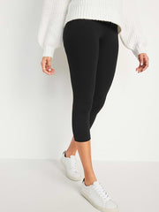 High-Waisted Fashion Layering Cropped Legging - Black Jack