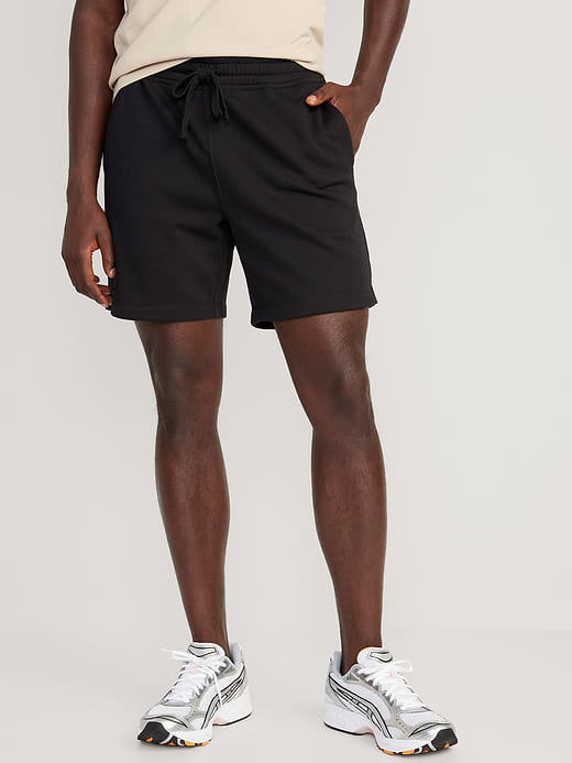 Garment-Washed Fleece Sweat Shorts -- 7-inch inseam - Black Jack