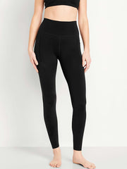 High-Waisted StudioSmooth 7/8 Pocket Leggings - Black Jack