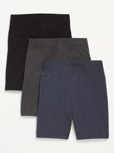 High-Waisted Cotton Biker Shorts 3-Pack -- 8-inch inseam - Multi Color