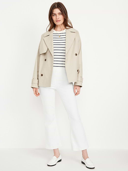 High-Waisted Weekender Pull-On Crop Flare Jeans - White Wash