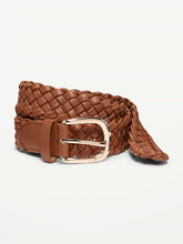 Braided Faux-Leather Belt for Women - Dark Chocolate