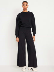 Mid-Rise Jersey Super Wide-Leg Leggings - Light Black Heather
