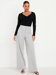 High-Waisted Pixie Super Wide-Leg Pants - Light Heather Gray
