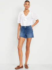 High-Waisted Wow Jean Shorts -- 4-inch inseam - New Moon