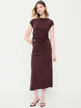 Ruched Midi Skirt - Plum Brown