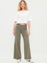 Mid-Rise Jersey Super Wide-Leg Leggings - Stone Wall
