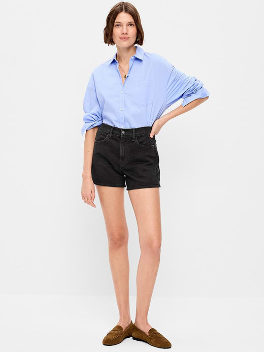 High-Waisted Wow Jean Shorts -- 4-inch inseam - Black Jack