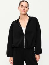 Bounce Fleece Bubble-Hem Hoodie Sweatshirt - Black Jack