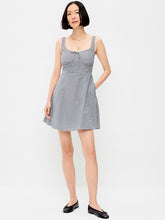 Fit & Flare Cami Mini Dress - Navy Blue Check