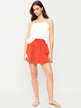 Crinkle Gauze Ruffle Waist Mini Skort - Ornament Orange