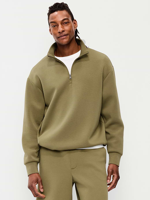 Bounce Fleece Oversized Quarter-Zip Pullover - Kombu