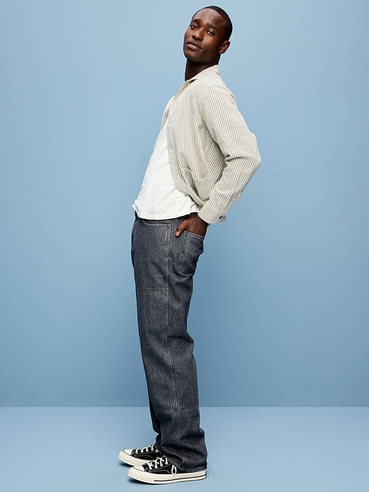 90s Loose Double-Knee Carpenter Jeans - Gunmetal Gray