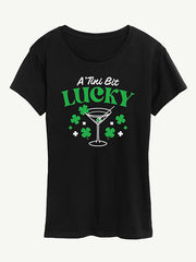A Tini Bit Lucky Short Sleeve Classic Fit Graphic T-Shirt - Black