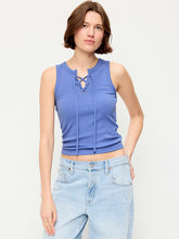 Lace-Up Tank Top - Lobelia Blue