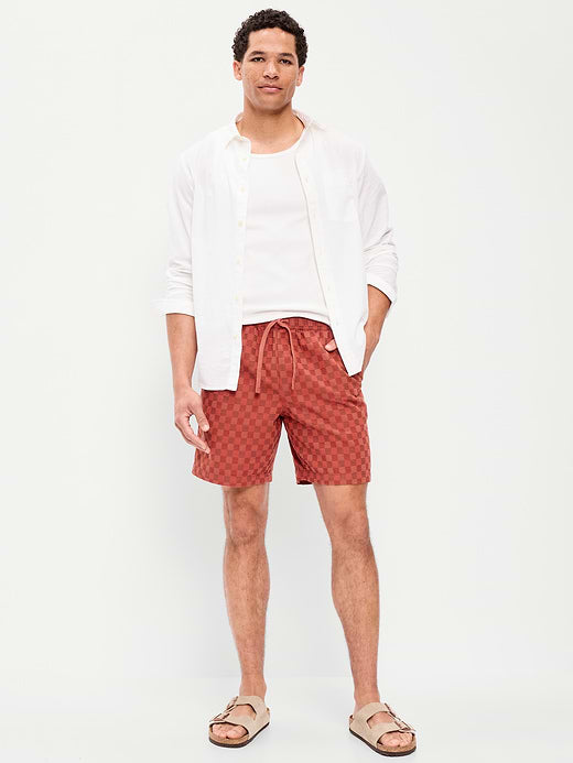 Textured-Knit Jogger Shorts -- 7-inch inseam - Russet Moon
