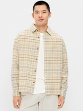 Loose Fit Textured Plaid Pocket Shirt - White Plaid