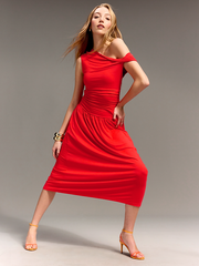 Old Navy x Christopher John Rogers One-Shoulder Maxi Dress - Red Aloud