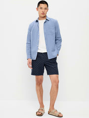 Textured-Knit Jogger Shorts -- 7-inch inseam - Navy Blue