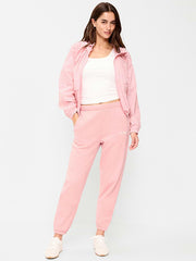 High-Waisted Cinched-Ankle Sweatpants - Abalone Pink