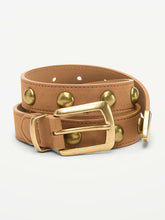 Studded Belt for Women - Caramel
