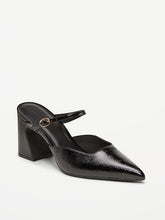 Buckle-Strap Mule Heels for Women - Black Jack