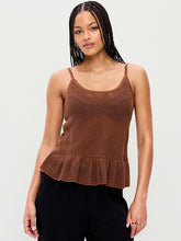 Metallic Peplum Tank Top - Coco de mer