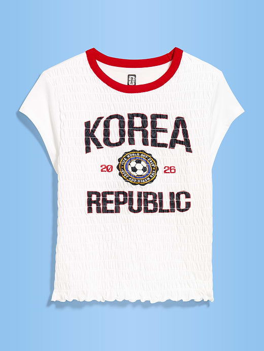 FIFA World Cup 26™ Korea Republic Smocked Graphic T-Shirt for Women - Korea Republic