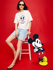 Old Navy x Disney Mickey Mouse Football-Style T-Shirt for Women - Sea Salt
