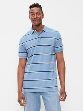 Striped Pique Polo - Blue Stripes