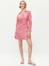 Wrap Mini Shirt Dress - Red Stripe