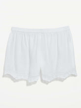 High-Waisted Lace-Trim Shorts - White Lilies