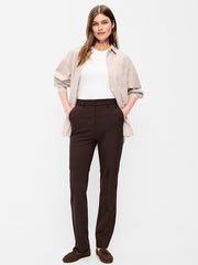 Extra High-Waisted Straight-Leg Twill Pants - Black Coffee