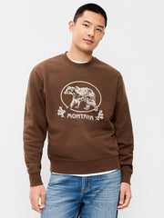 Oversized Graphic Crew-Neck Sweatshirt - Dark Walnut