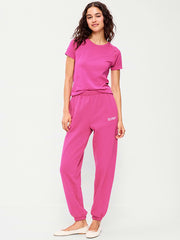 High-Waisted Cinched-Ankle Sweatpants - Dragonfruit