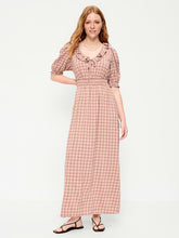 Ruffle-Trim Boho Maxi Dress - Pink Plaid