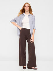High-Waisted Fashion Wide-Leg Leggings - Black Coffee