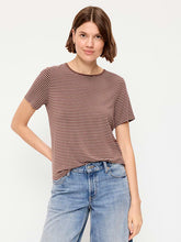 Luxe Crew-Neck T-Shirt - Earth Brown Stripe