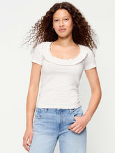 Lettuce-Edge Scoop-Neck Top - Sea Salt