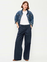 Mid-Rise Pleated Wide-Leg Pants - Navy Captain