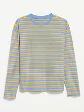 Vintage Long-Sleeve Crew-Neck T-Shirt - Blue/Green Stripe