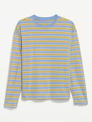 Vintage Long-Sleeve Crew-Neck T-Shirt - Blue/Green Stripe