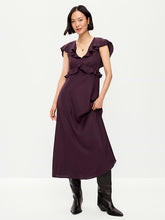 Flutter-Sleeve Crepe Maxi Dress - Veil of Night