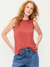 Luxe High-Neck Tank Top - Red Stripe