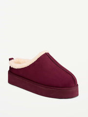 Faux-Suede Platform Mule Clogs for Women - Goji Berry