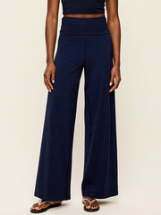 High-Waisted PowerChill Fold-Over Wide-Leg Pants - In the Navy