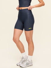Extra-High Waisted PowerSoft Boundless Pocket Biker Shorts-- 6-inch inseam - No Front Seam - Dusk Navy