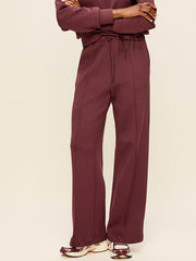 Mid-Rise Dynamic Fleece Textured Wide-Leg Sweatpants - Grand Canyon
