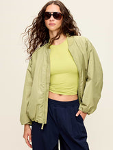 Water-Resistant Oversized Bubble-Hem Zip Bomber Jacket - Micro Green