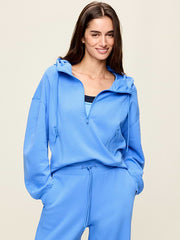 Dynamic Fleece Half-Zip Hoodie Sweatshirt - Light Blue